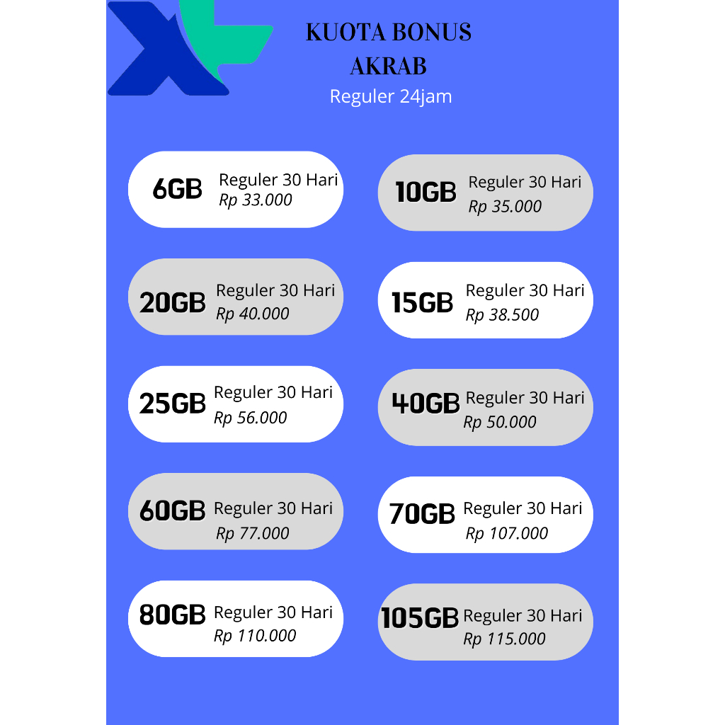 Kuota Kartu XL BONUS Kuota Akrab Murah