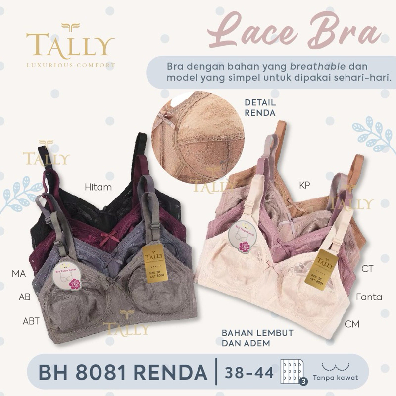Bh Renda | Bra Brukat TALLY 8081 Tanpa kawat dan tanpa busa