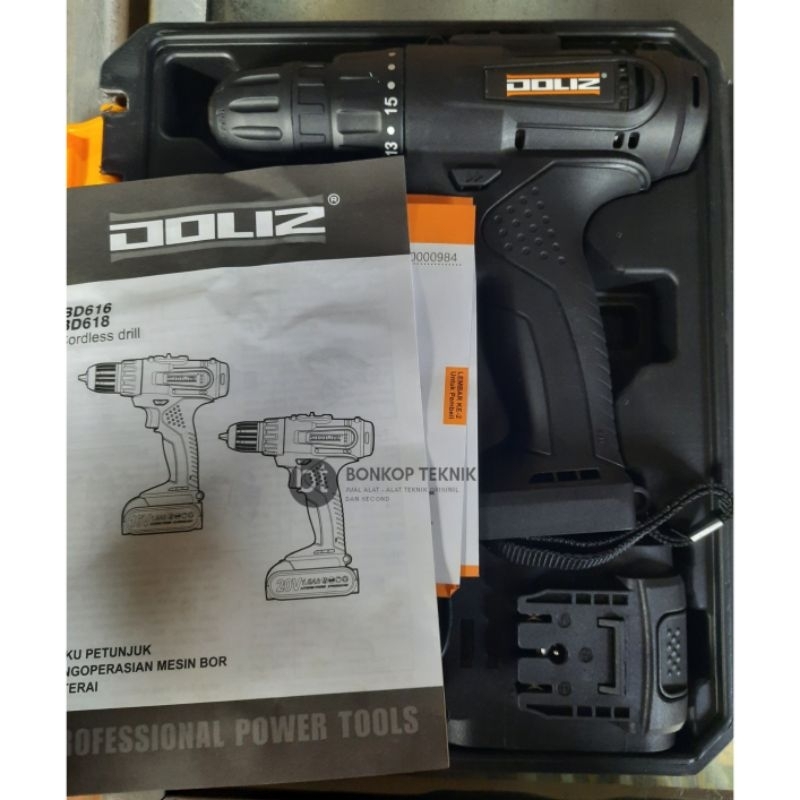 Mesin Bor Baterai Doliz BD616 Cordless Drill 10mm 16V / Mesin Bor Baterai DOLIZ BD 616