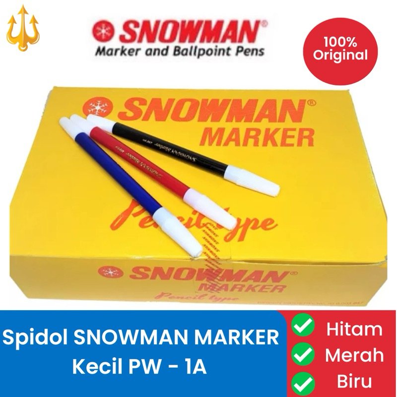 

[Harga 1 lusin] Spidol Kecil Snowman PW-1A HITAM BIRU MERAH