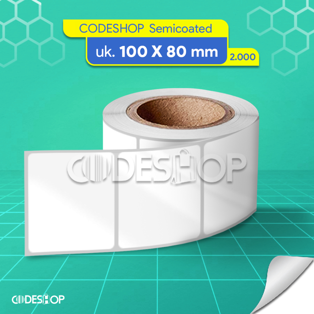

Label Semicoated 100 x 80 / 100x80mm / 100x80 mm 1 Line Core 3 Inch