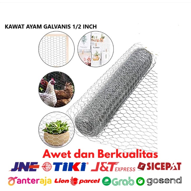 Kawat Ayam Kandang Taman Galvanis Hexagonal Chicken Wire Mess 1/2inch