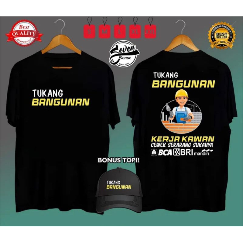 KAOS BONUS TOPI TUKANG BANGUNAN KERJA KAWAN