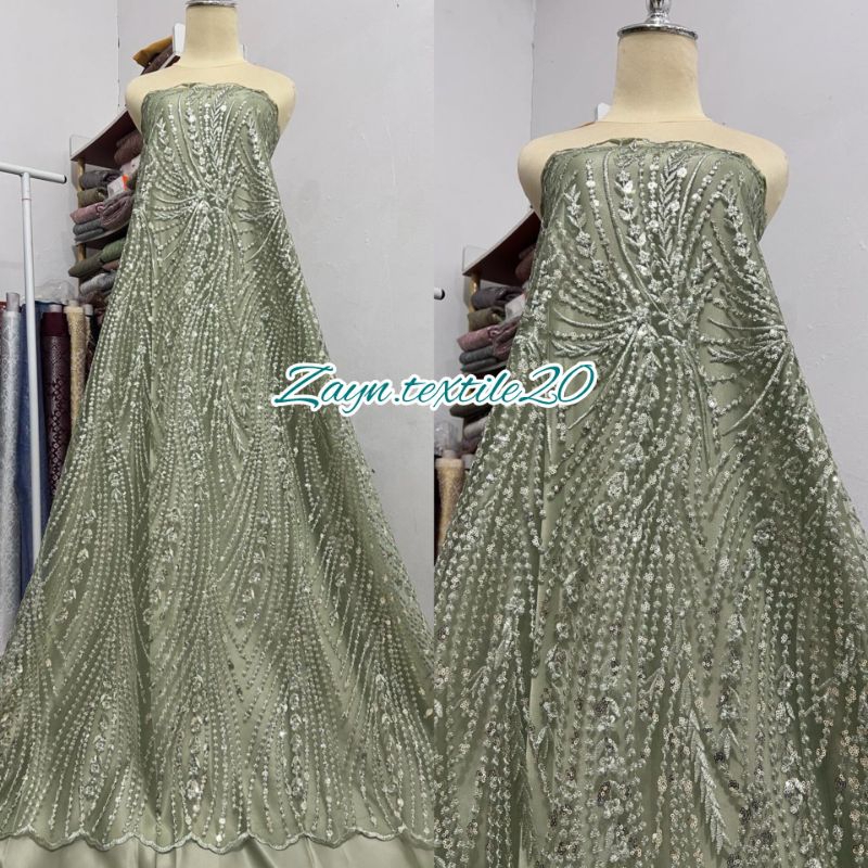 Kain Tille Tulle Payet Sequin Bordiran / Tile Payet Terbaru / Harga Setengah Meter