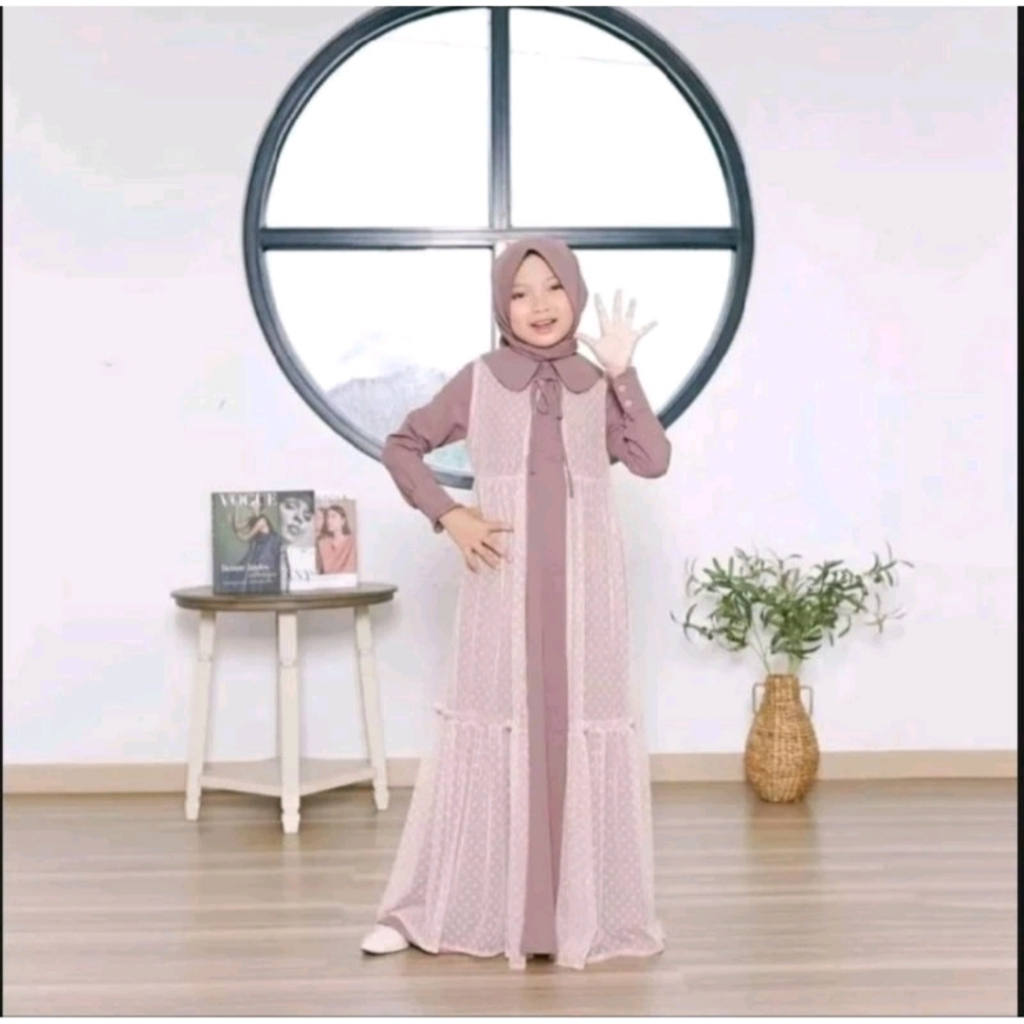 Yumna dress kids lebaran terbaru 2024 - Gamis 2 in one Inner Outer Terpisah / Bahan Katun Sakila