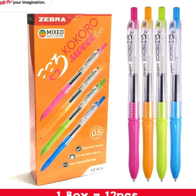 Boom Pulpen Zebra Sweet Gel Kokoro 5mm  1pak12pcs