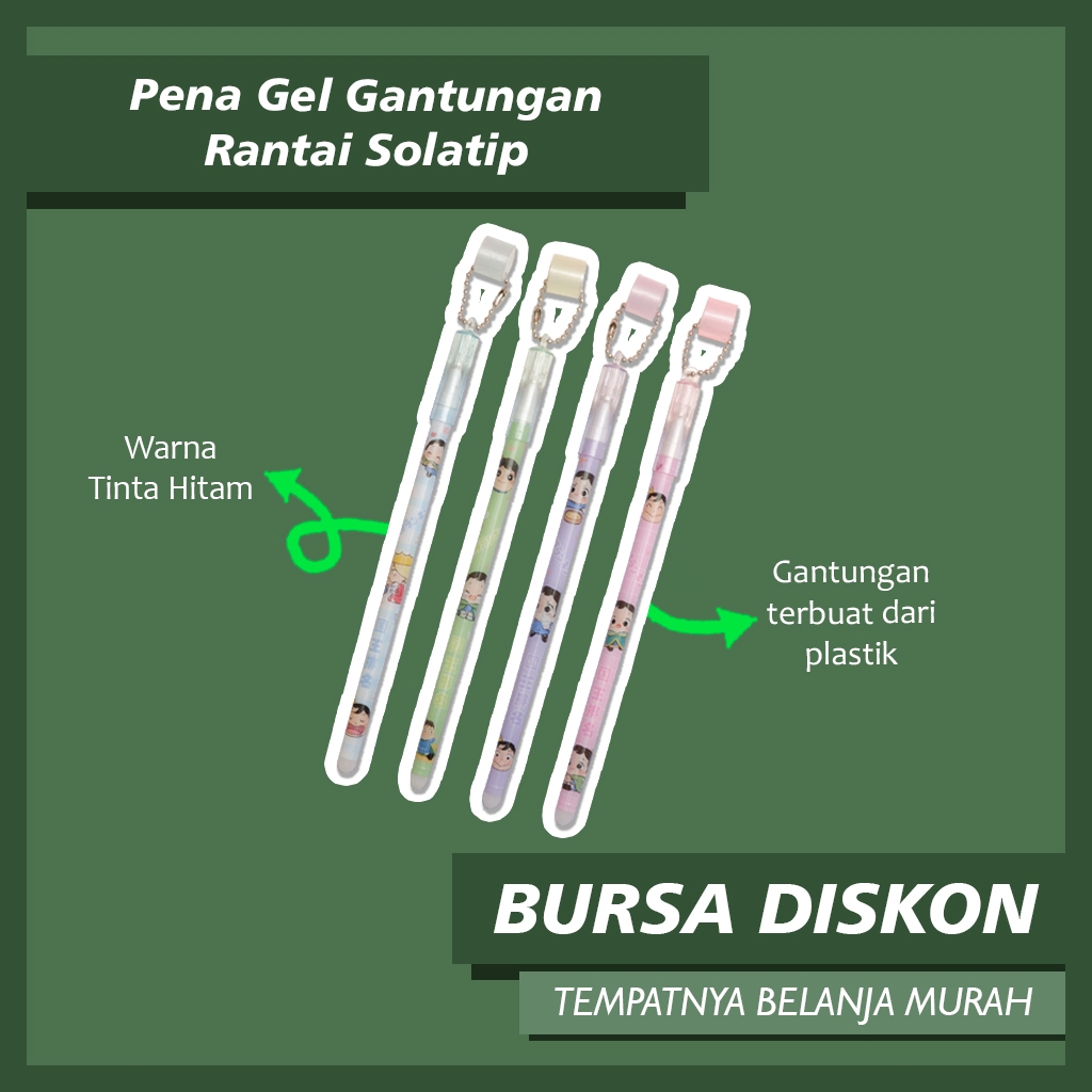 

4 &12 pcs Pena Gel Gantungan Rantai Solatip Pen Bolpen Pulpen Bolpoin Karakter