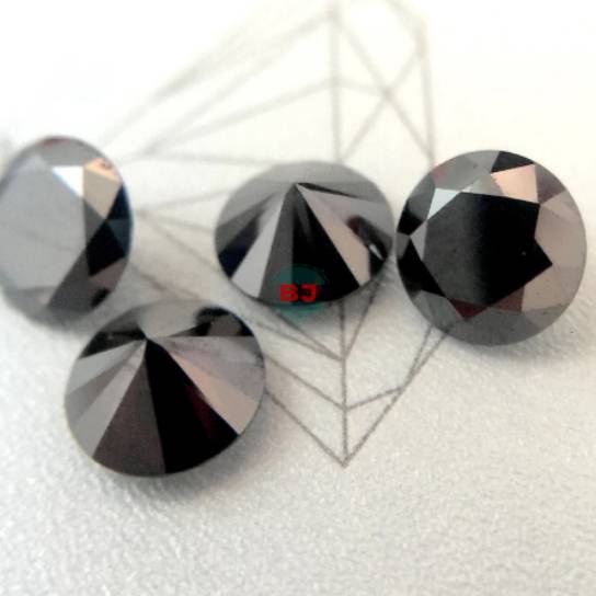 Khusus Black Moissanite  Black Diamond Hitam Round