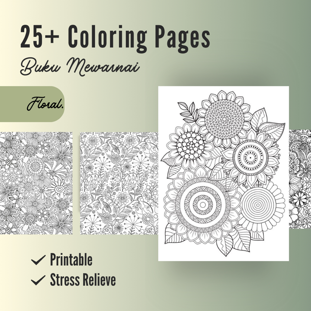 

Printable Coloring Pages Floral Series / Lembar Mewarnai Anak dan Dewasa Siap Cetak