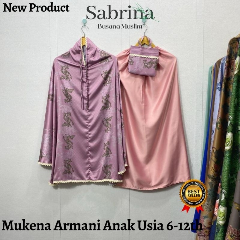 MUKENA ANAK ARMANI SILK PREMIUM / MUKENA ANAK 6-11 TAHUN ARMANI SILK 2 in 1 MOTIF BUNGA