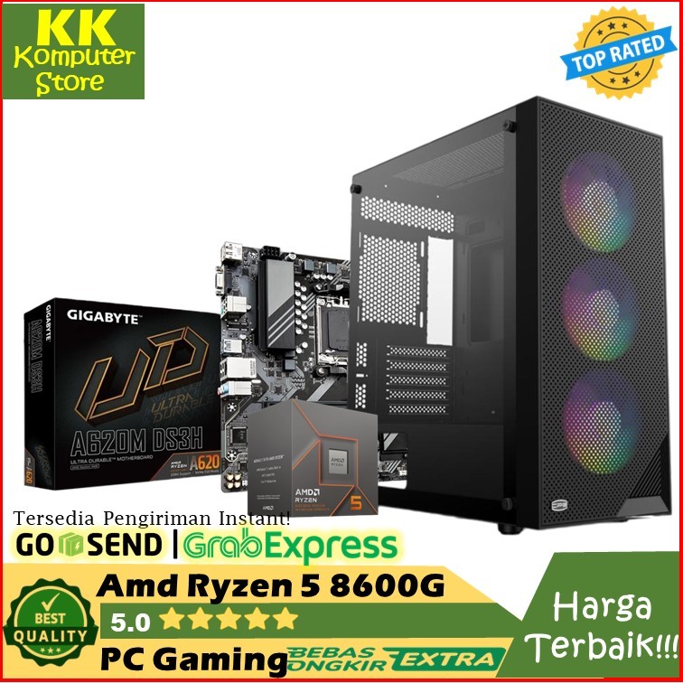Pc Rakitan Gaming AMD Ryzen 5 8600G - Ram 16Gb ddr5 - Ssd 256Gb