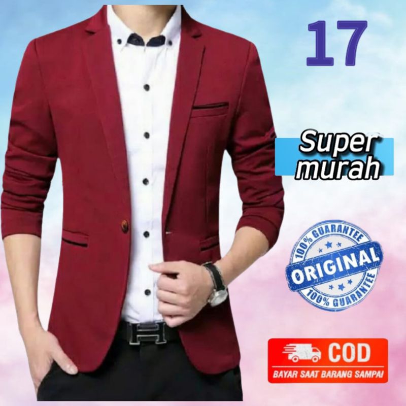 Blazer Pria/Jas Pria Warna Merah Maroon(17)