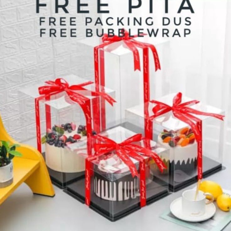 

KI3 Cake Box Mika Dus Kue Kotak Kue 3x3 cm Tutup Transparant PET