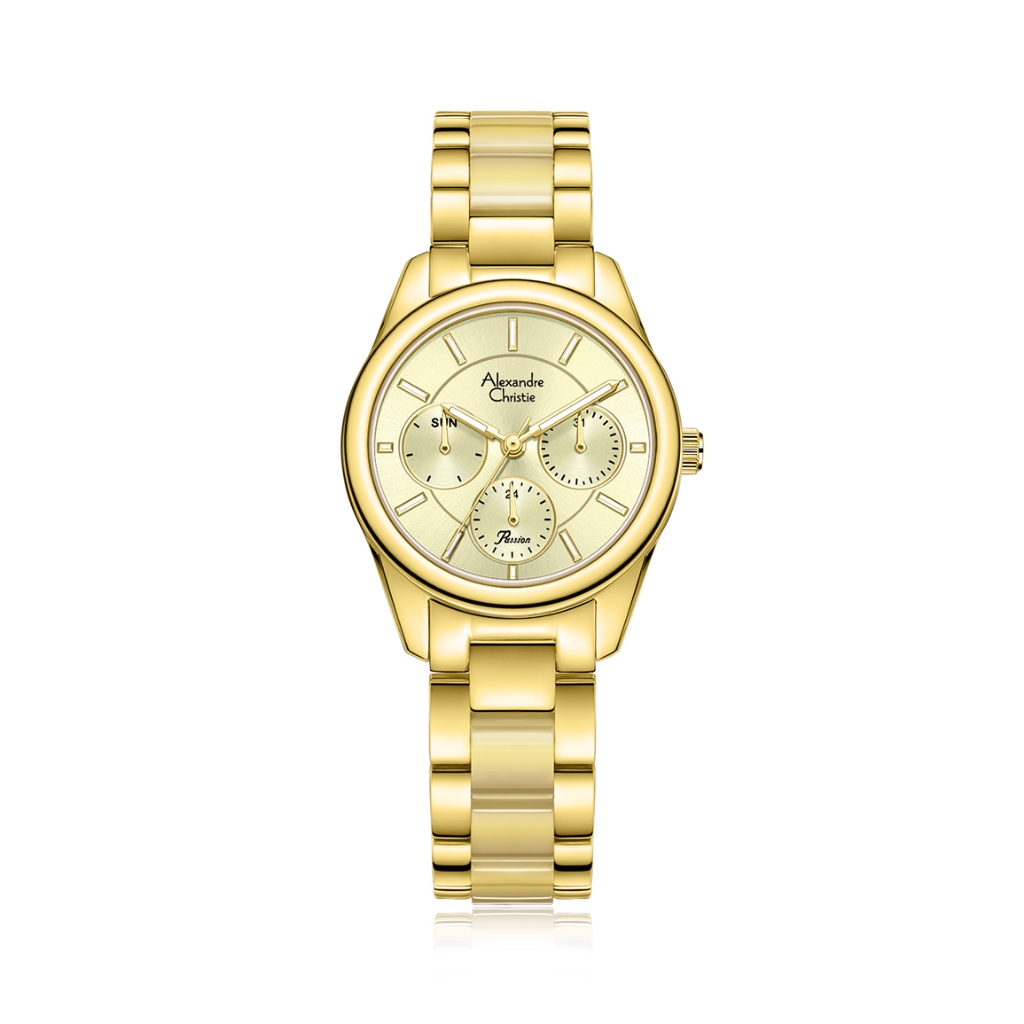 Alexandre Christie AC 2A92 BFBGPOR Gold Original / Jam Tangan Wanita Analog Rantai Stainless Steel B