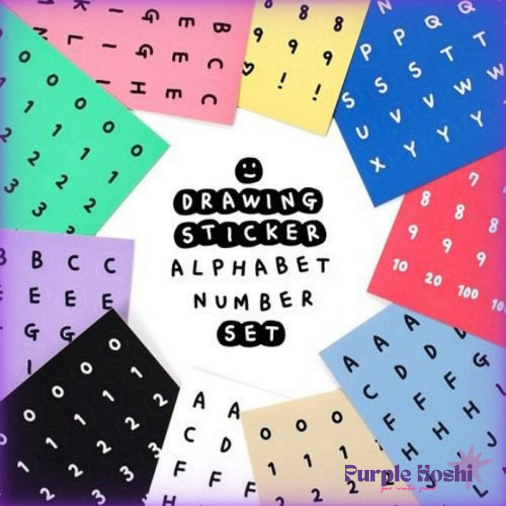 

Purple Hoshi 1 Lembar Sticker Alphabet Angka Deco DIY Stiker Buku Jurnal Scrapbook