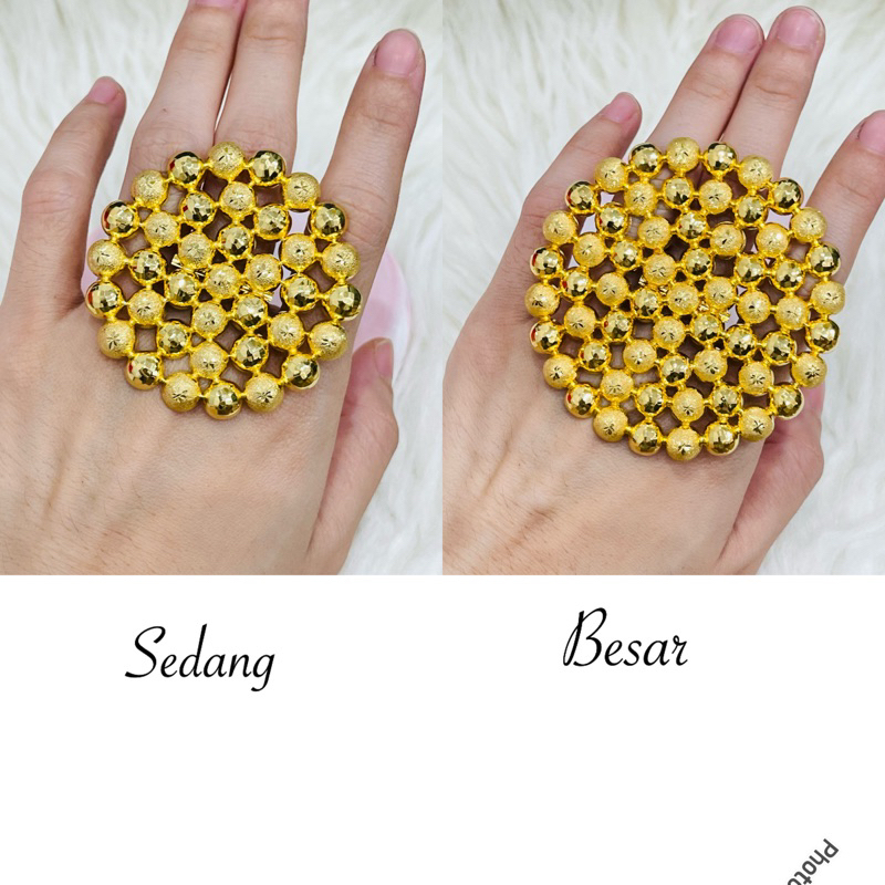 cincin bola bola kerawang tutup botol uk 14 adjust emas asli kadar 700