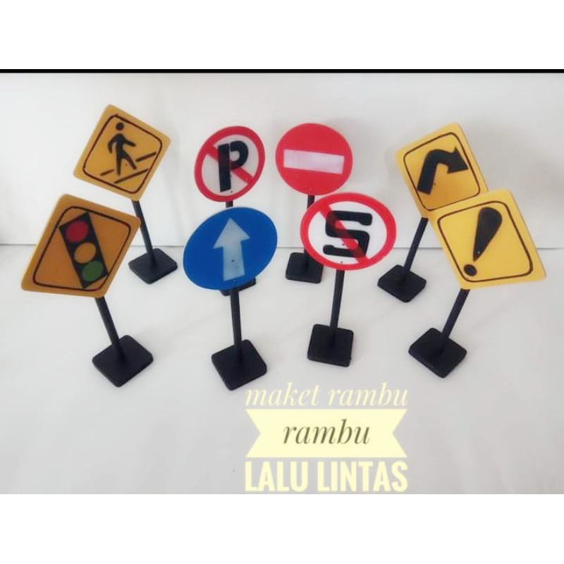 maket berdiri rambu rambu lalu lintas