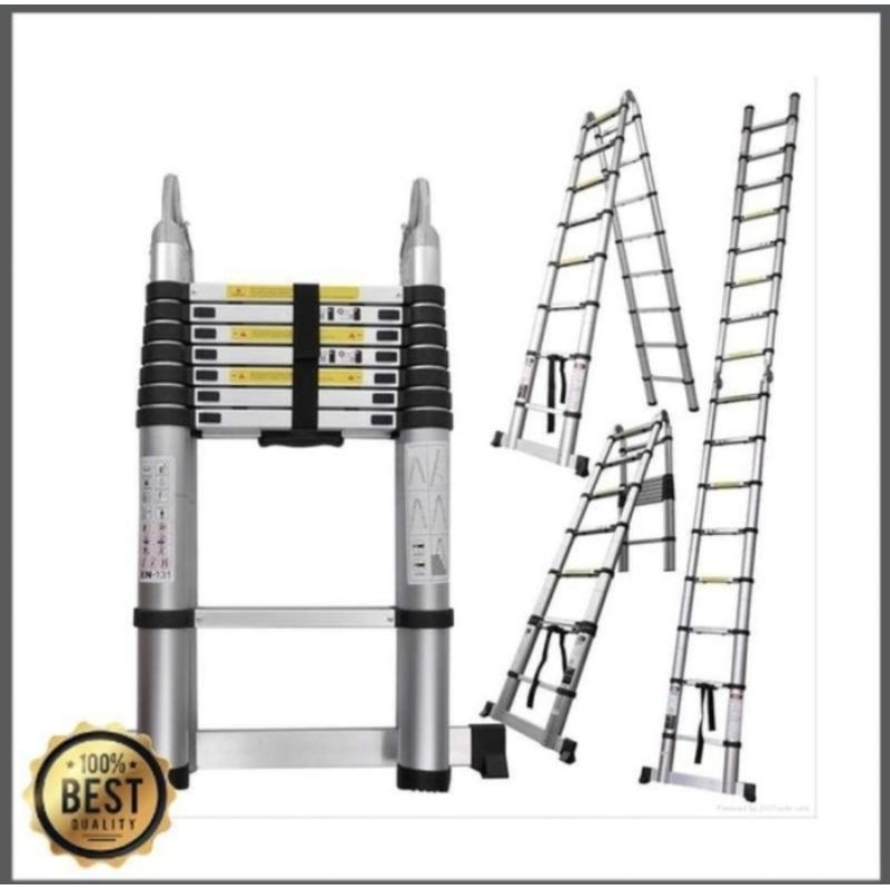 Tangga Double Teleskopik 5,6 Meter 2,8+2,8 Tangga Teleskopik Bagus (Linnetshop)