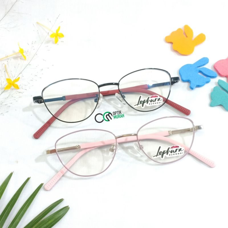 Frame kacamata anak perempuan vintage besi cat eyes Lophura Eyewear 55112