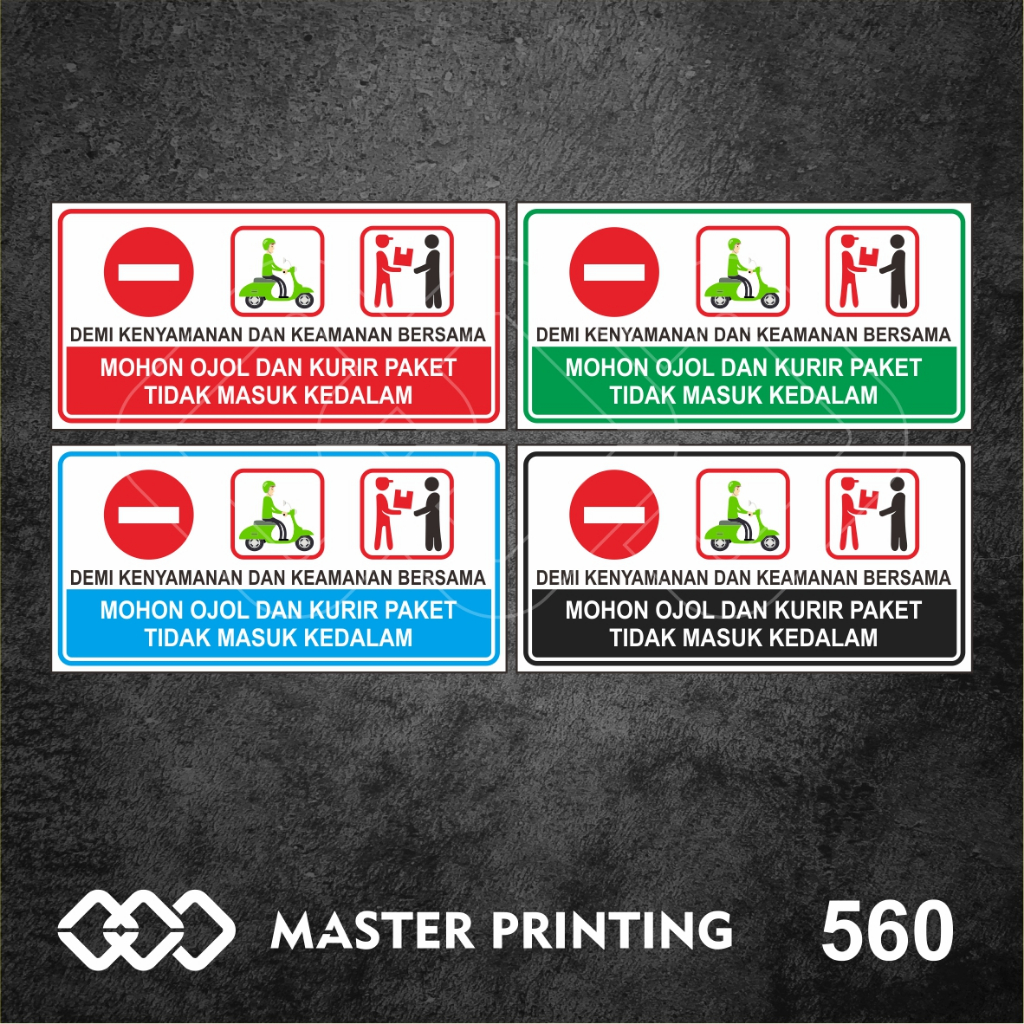 

560 - Stiker Mohon Ojol dan Kurir Tidak Masuk ke Dalam, Sticker Vinyl, Tahan Air, dan Bisa Custom