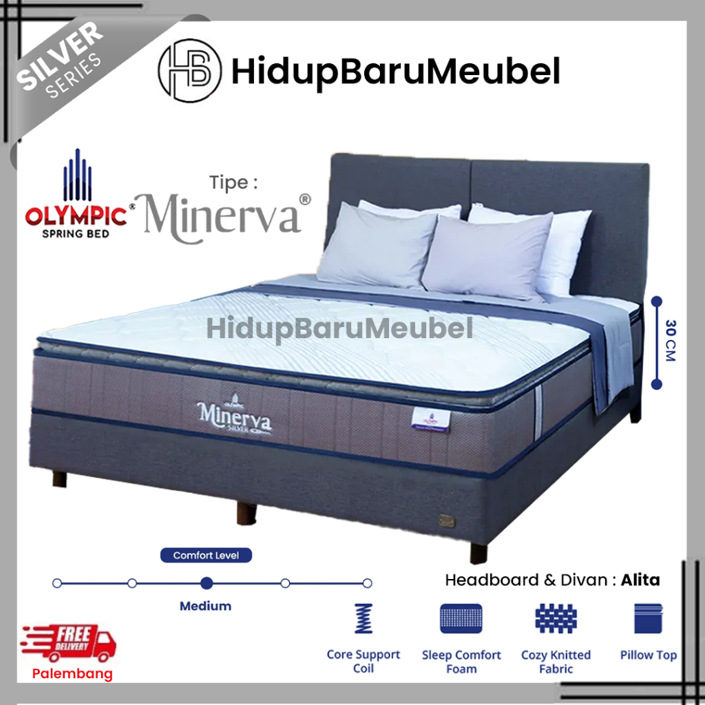 Spring Bed Olympic Silver Series MINERVA / Springbed Kasur Matras Pillow Top