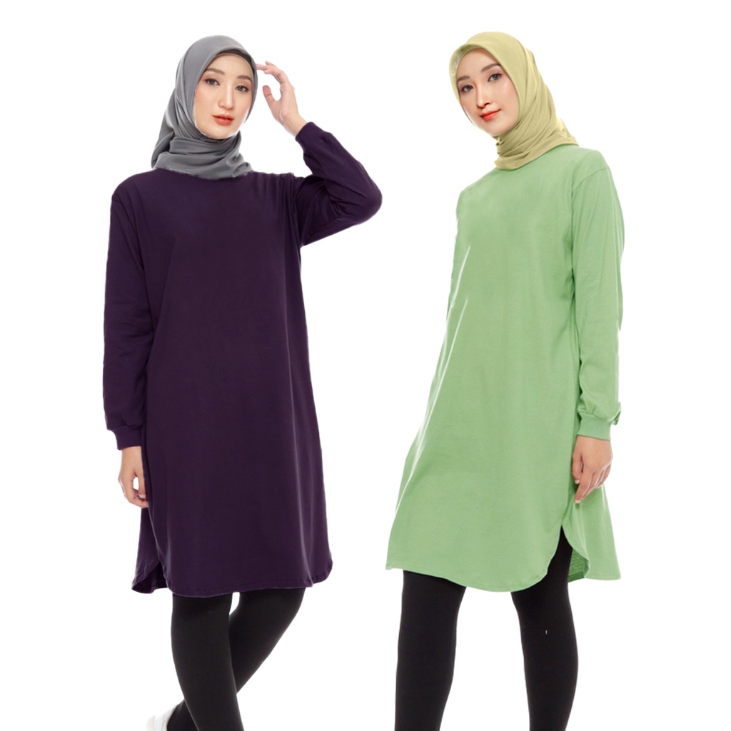 Tunik Atasan Wanita Lengan Panjang Terbaru Kekinian Bahan Tebal - Tunik Kaos Polos Rayona