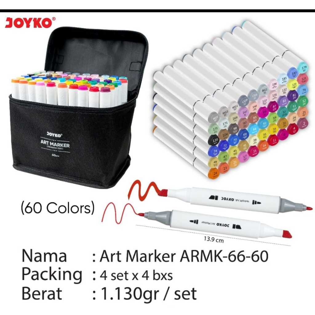 

spidol art markers warna manga anime arsitek joyko armk 66 - 60 warna fine color
