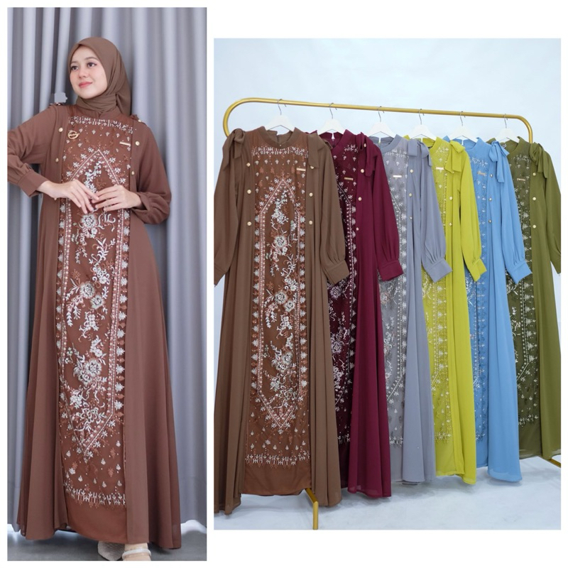 Terbaru Felisha Dress Gamis Fenta House Original Premium Mewah Cantik Cocok Lebaran dan Pesta