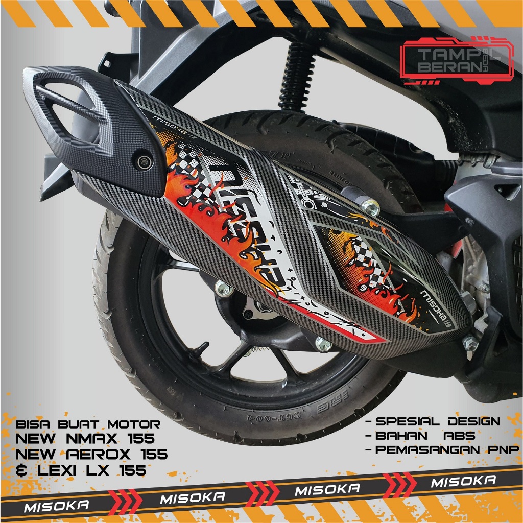 Misoka Cover Knalpot All New Nmax 155 Lexi Lx 155 New Aerox 155 Carbon Aksesoris Motor Yamaha Keren