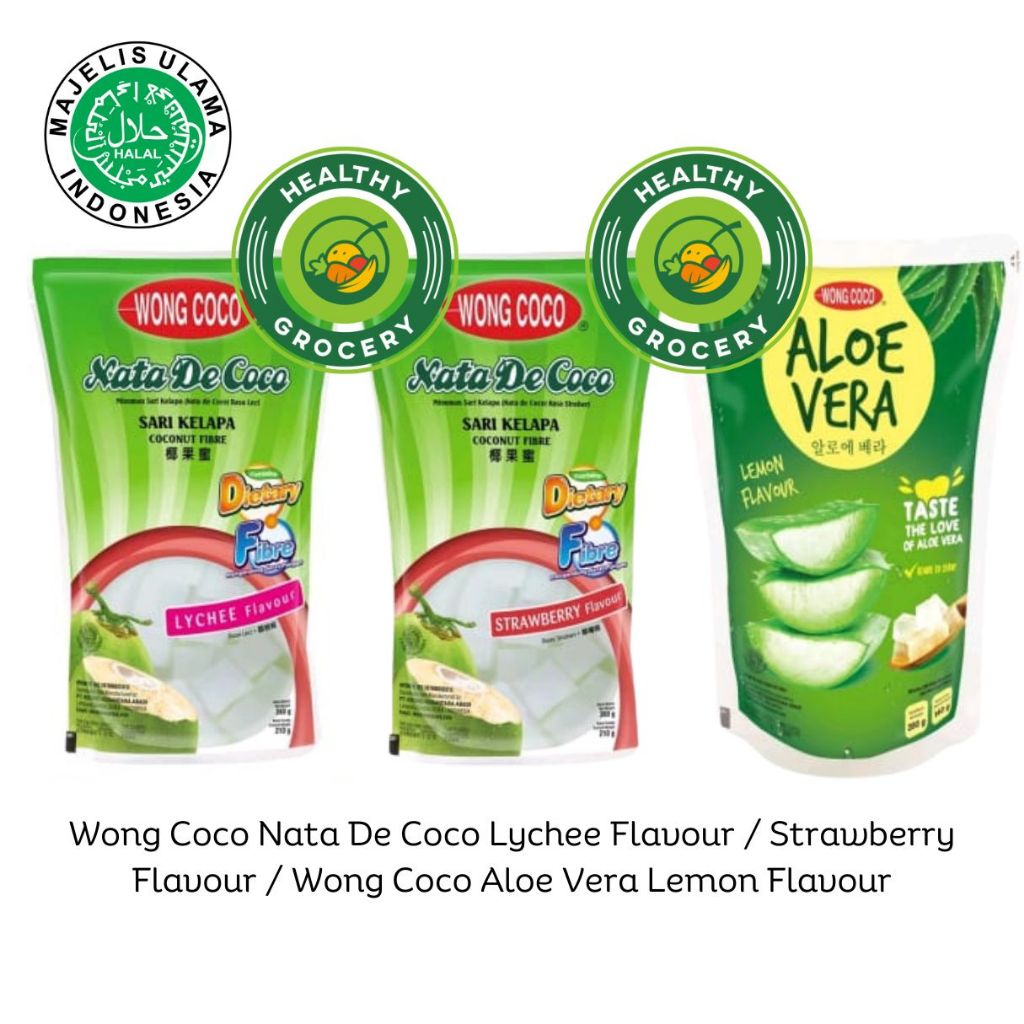 

Wong Coco Aloe Vera Lemon Flavour / Wong Coco Nata De Coco Cubes Strawberry / Wong Coco Nata De Coco Cubes Lychee Flavour POUCH