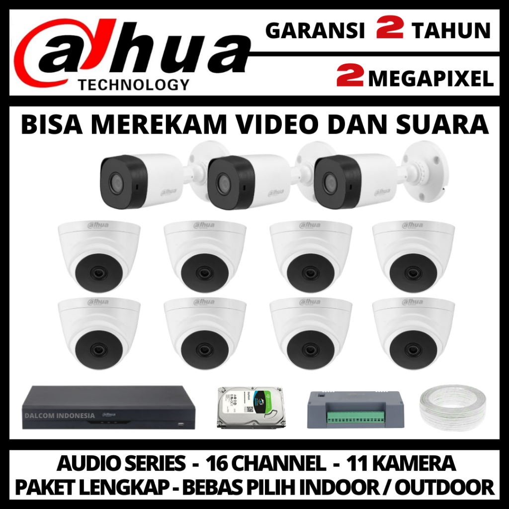 PAKET CCTV DAHUA 2MP DVR 16 CHANNEL 11 KAMERA