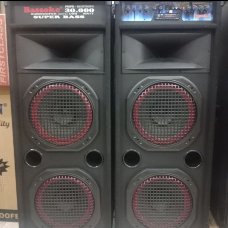 BASSOKE Speaker Aktif SP-1211 [BLUETOOTH+USB+Karokean]-Hitam