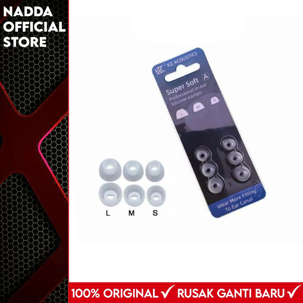 KZ Eartips SIlicone Super Soft White 3 Pasang KZ White Eartips Eartips KZ Karet Earphone Karet telin