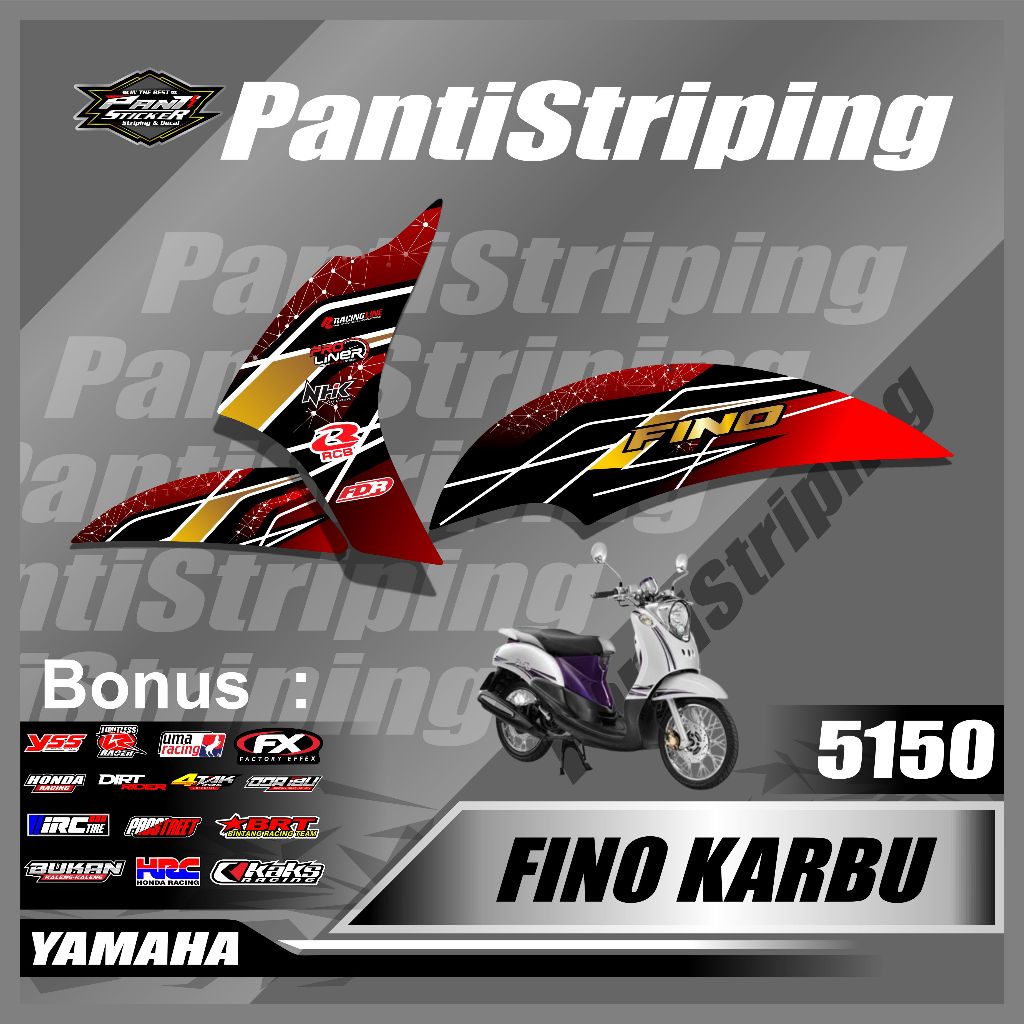 Sticker striping yamaha Fino karbu variasi semifull- sticker motor fino karbu Grafis Garis Lis Putih