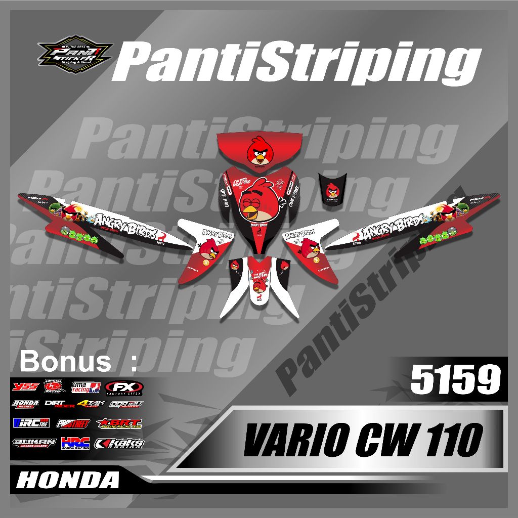 Sticker Decal Vario 110 Esp 2014-2022 ANGRYBIRDS Vario 110 LED, Fi ,Injeksi - sticker motor New Vari