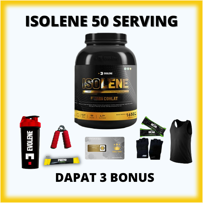 

Evolene Isolene 1650gr/50 Sachet - Suplemen fitness pembentuk Otot - Defisit kalori
