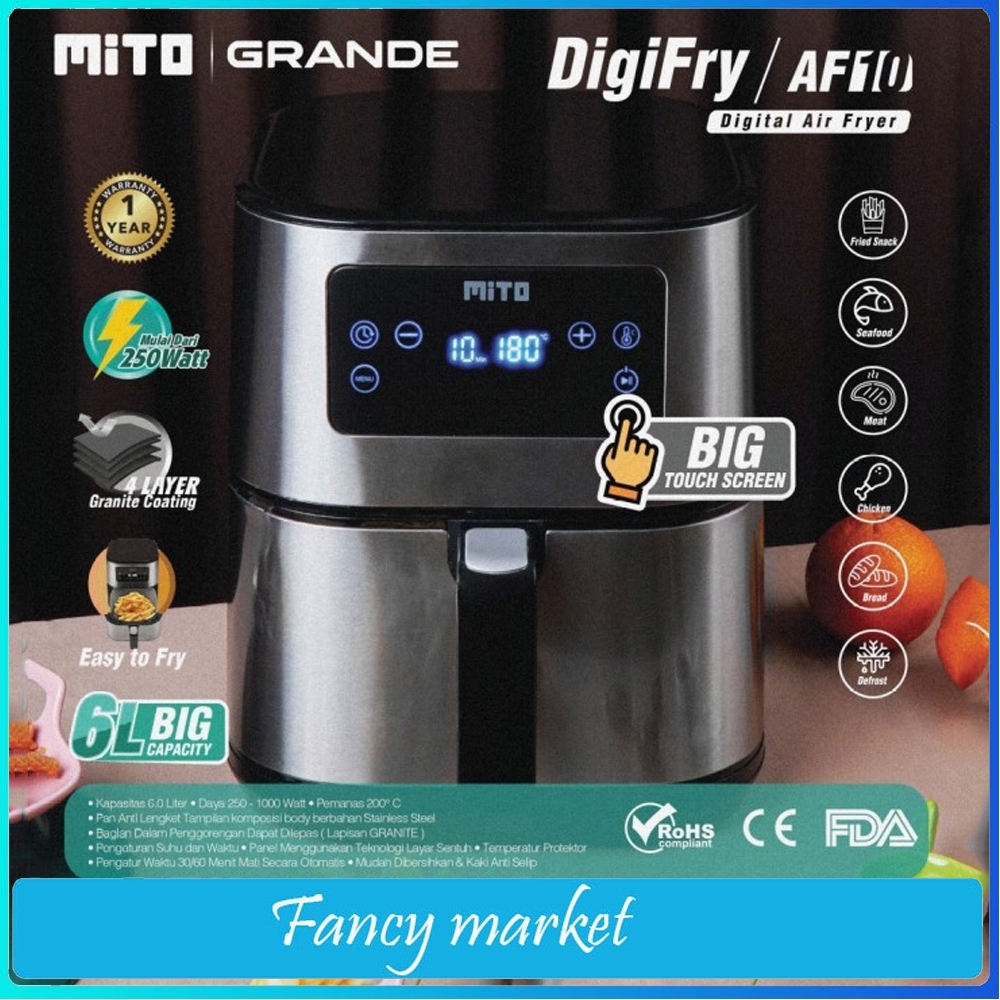 MITO AIR FRYER AF10/MITO GRANDE AF10 Air Fryer - 6 Liter NEW