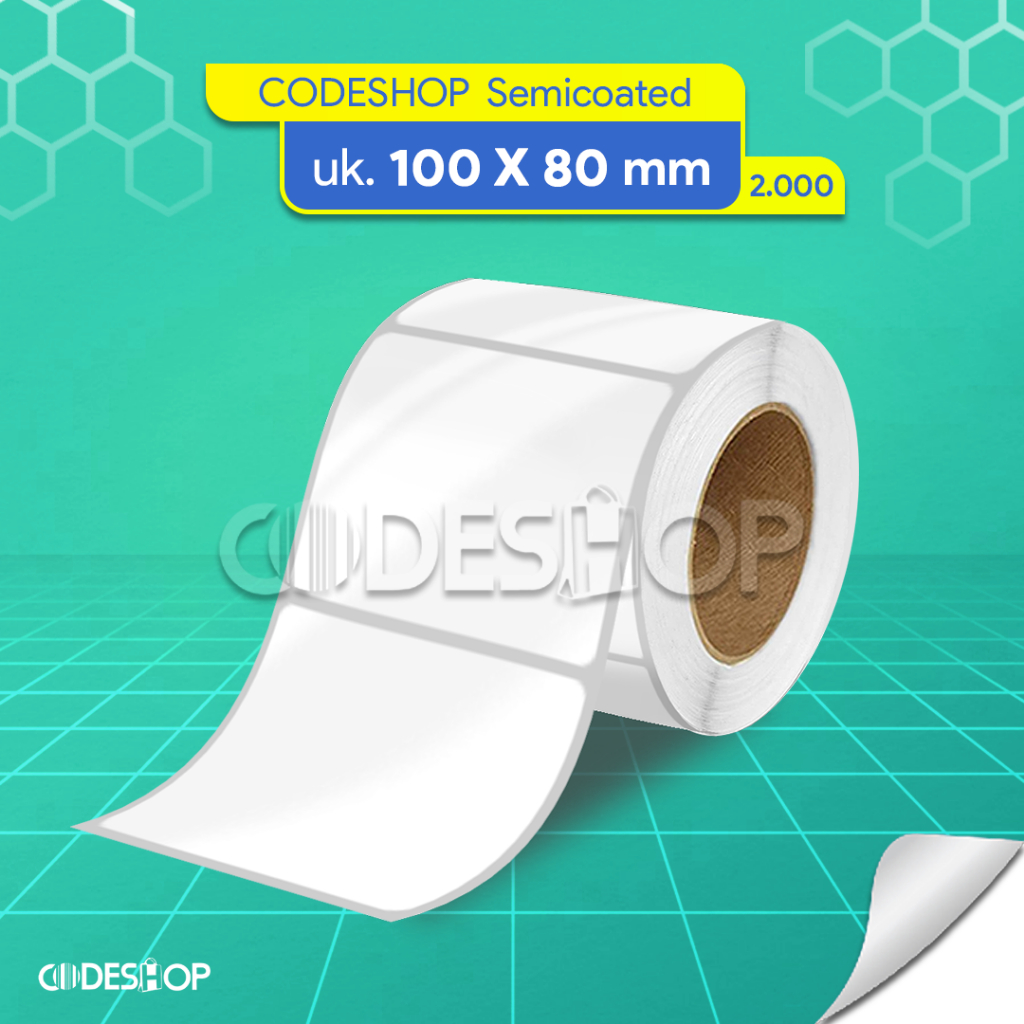 

Label Semicoated 100x80mm / 100x80 / 100 x 80 mm 2000 Pcs 1 Line