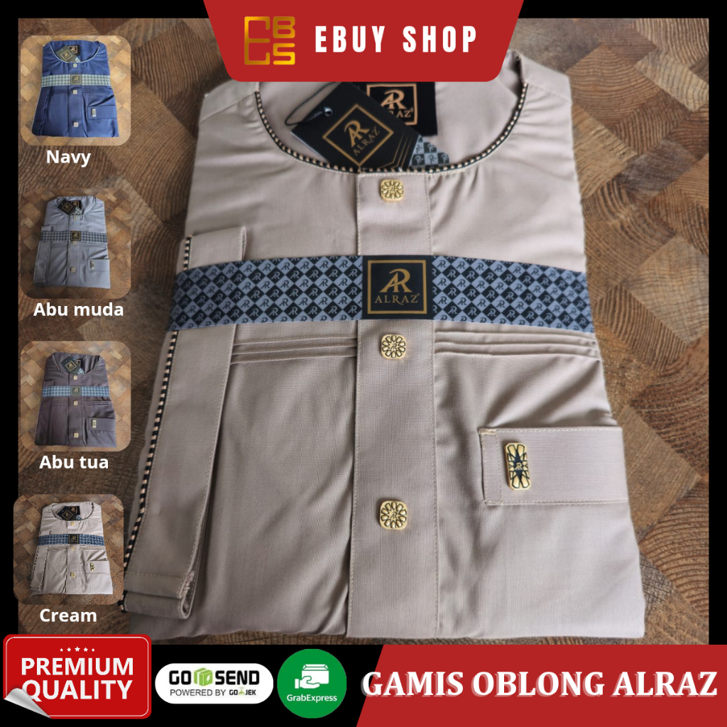 Jubah Alraz Oblong Hanafi / Jubah Ikaf Oblong Al Raz Katun Premium Lengan pendek