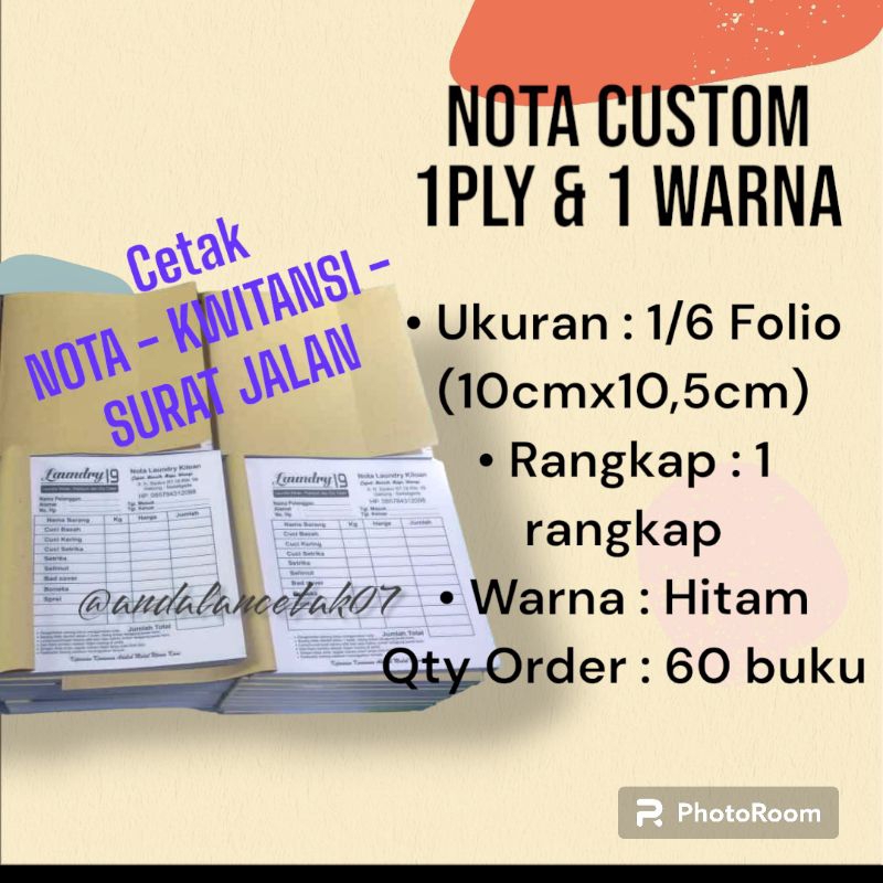 

CETAK NOTA 1 PLY / RANGKAP, 1WARNA