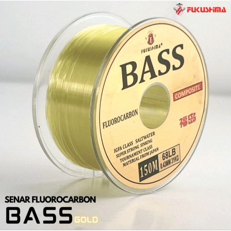 senar pancing fukushima bass gold 150m fluorucarbon salt water antikriting