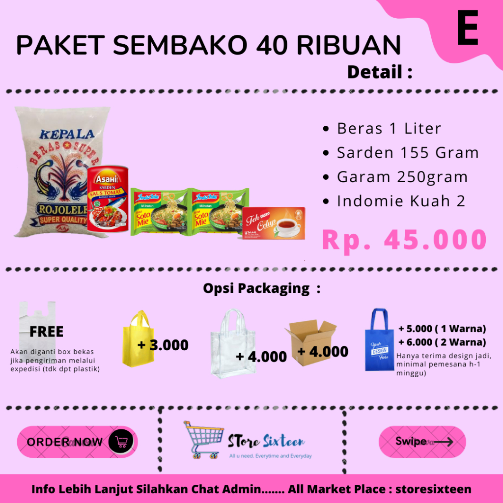 

Paket Sembako Murah 40 Ribuan E / Paket Sembako Murah