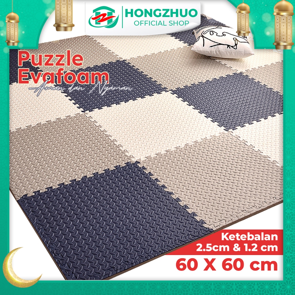 Hongzhuo Puzzle Evafoam Alas Lantai Polos Premium 60X60 CM Tebal 12MM &amp; 25MM
