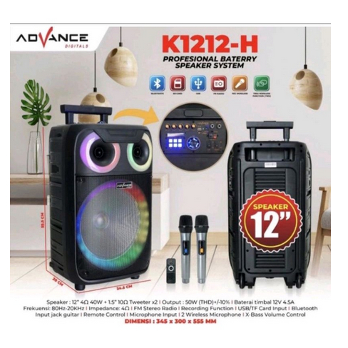 Advance K1212H Speaker Meeting Bluetooth 12 Inch Free 2 mic wirelles