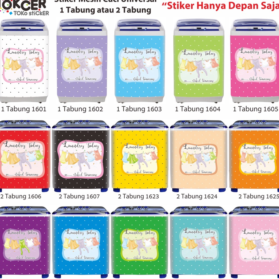 HYJ Stiker Mesin Cuci 1 dan 2 Tabung LAUNDRY Today