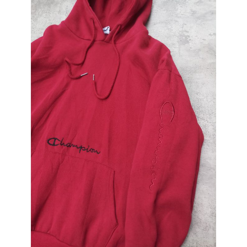 HOODIE CHAMPION SECOND | HOODIE CHAMPION LOGO BORDIR | HOODIE GEMOY | MAROON