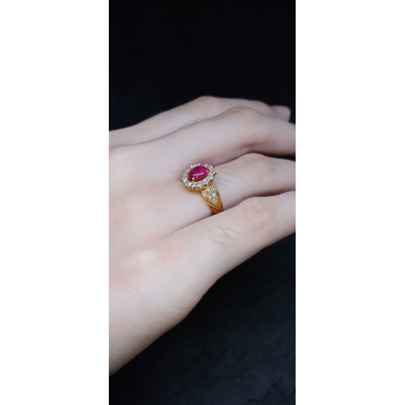 CINCIN EMAS NATURAL RUBY FULL BERLIAN BANJAR