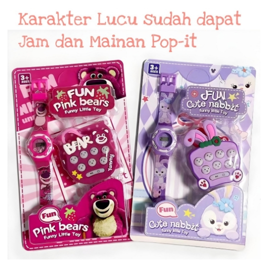 Jam Tangan Anak Bonus Pop It Karakter Lotso Kuromi Unicorn Stelalou