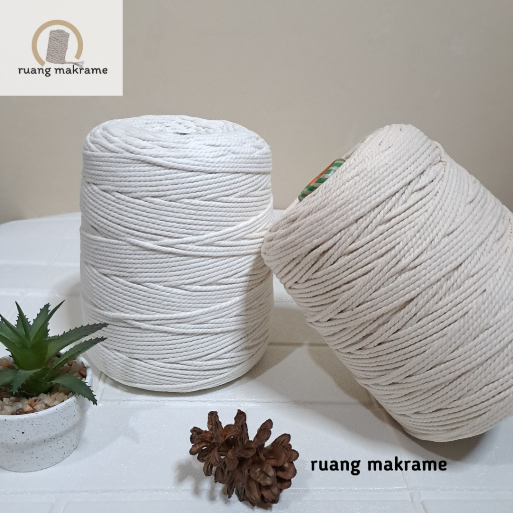 tali katun macrame 3mm 3ply 1kg warna tali katun makrame cotton rope benang makrame tali katun twist