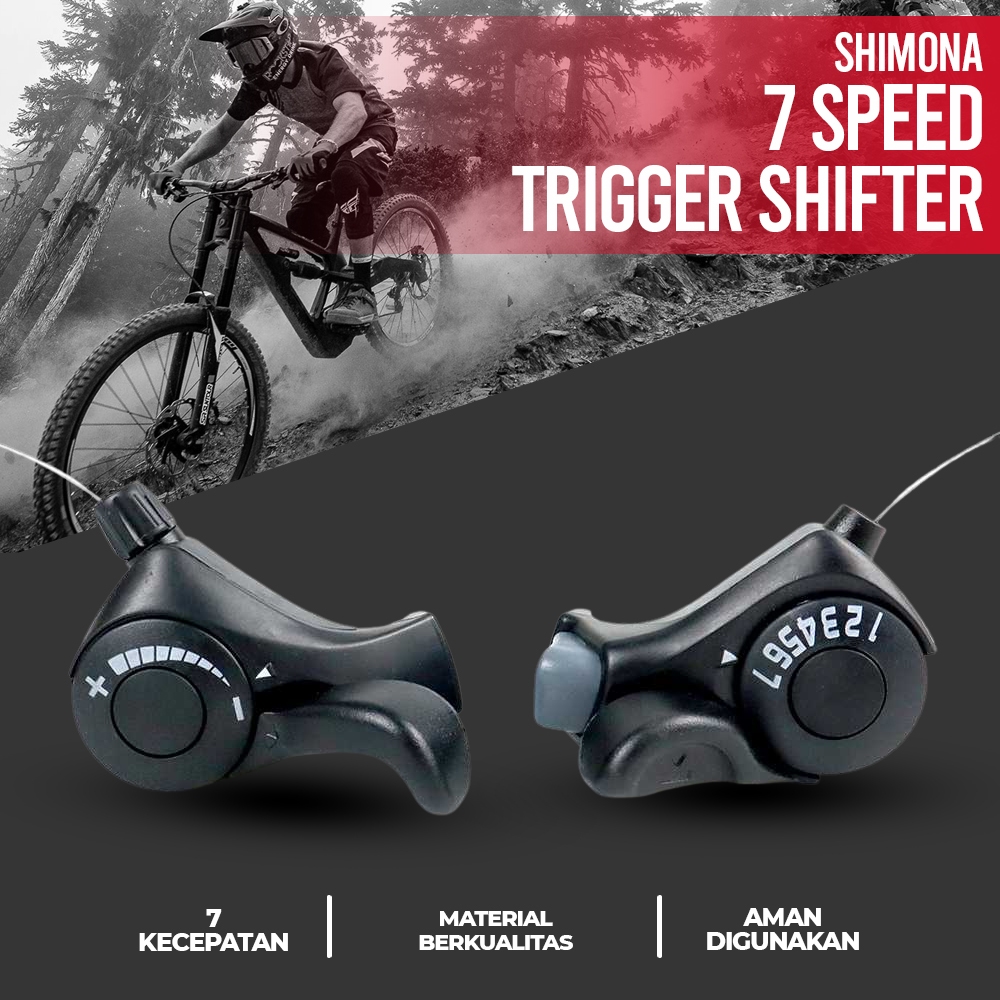 Operan Gigi Sepeda Gunung 2 PCS Shifter Sepeda Shimona Tourney 7 Speed Trigger -Black